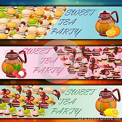 Banner set with sweets Vector Illustration