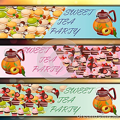 Banner set with sweets Vector Illustration