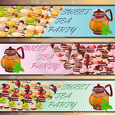 Banner set with sweets Vector Illustration