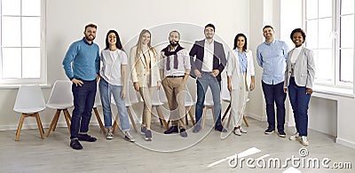 Banner shot of diverse international businesspeople posing in office Stock Photo