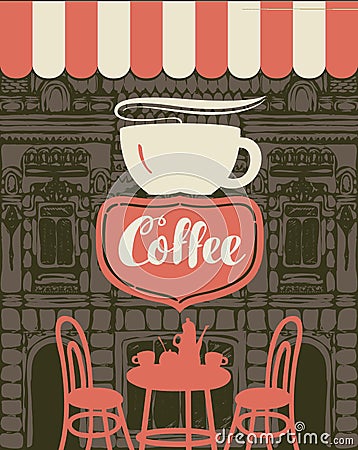 Banner for a sidewalk cafe Vector Illustration