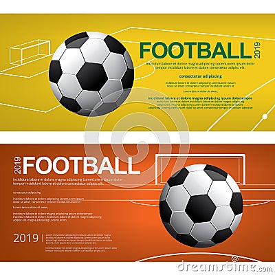 2 Banner Soccer Football Poster Vector Illustration