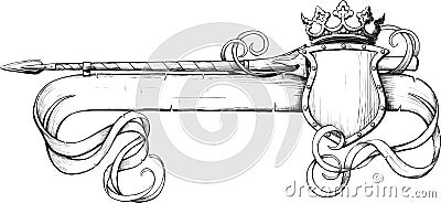 Banner spear and crown Vector Illustration