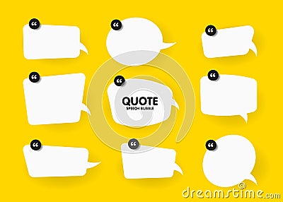 Banner, speech bubble, poster and sticker concept with sample text. White bubble message on bright yellow background for Vector Illustration