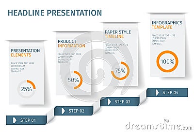 Banner steps business infographic template. Can be used for web design and workflow layout. Vector ilustration Vector Illustration