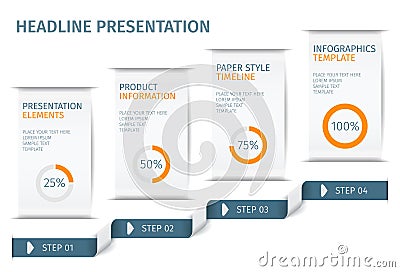 Banner steps business infographic template. Can be used for web design and workflow layout. Vector ilustration Vector Illustration