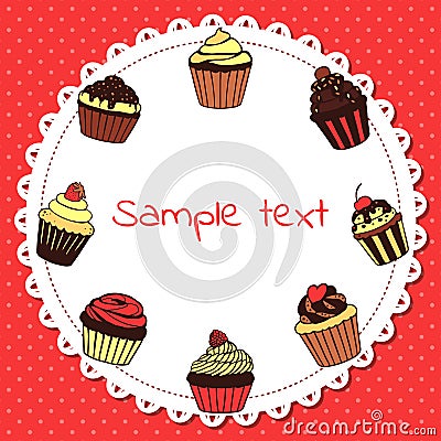 Banner with sweet cupcakes Vector Illustration