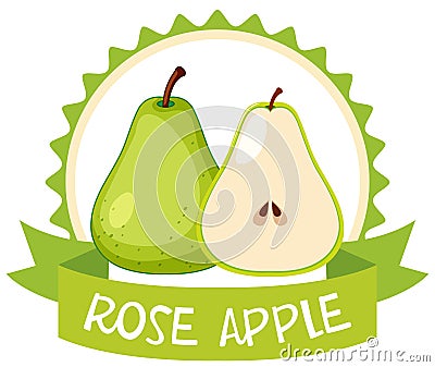 Banner template with green roseapple Vector Illustration