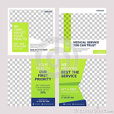 Healthcare post social media banner ad post template Vector Illustration