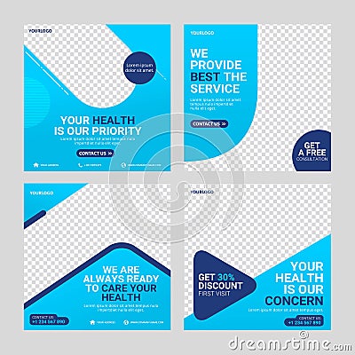 Healthcare social media post template banner ad Vector Illustration