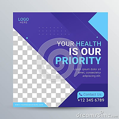 Healthcare social media post template for promotion Vector Illustration