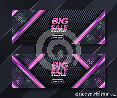 Banner template shop pink style with luxury premium sales advertising Vector Illustration