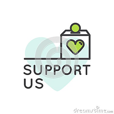 Banner Template for Web Site with Donation Button and Support Slogan Stock Photo