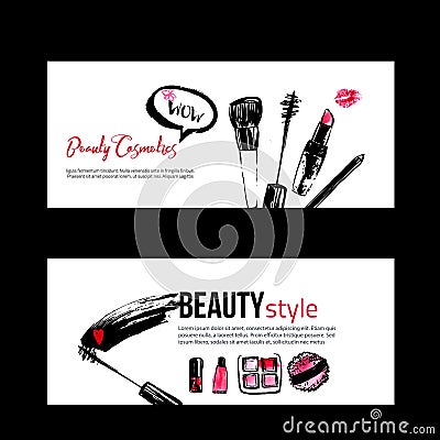 Banner templates for makeup artist Vector Illustration