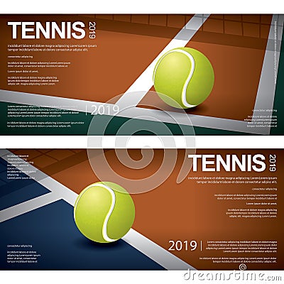 2 Banner Tennis Championship Poster Vector Illustration