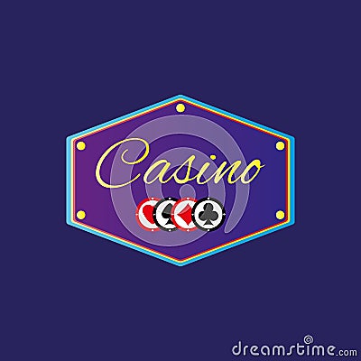 Banner with text Casino and chips. Vector illustration. Vector Illustration