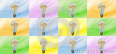 Banner or top poster, colourful lightbulbs Stock Photo