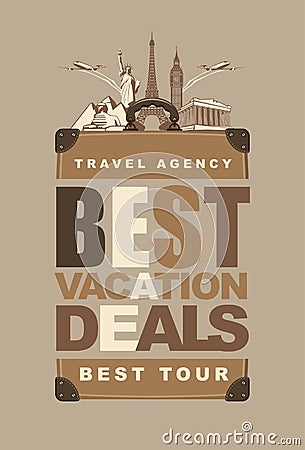 Banner for traveling with architectural landmarks Vector Illustration