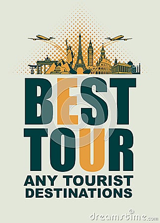 Banner for traveling with architectural landmarks Vector Illustration