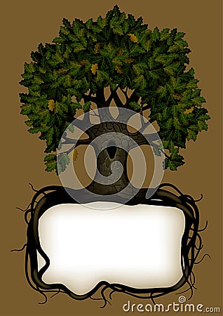 Banner with a tree Vector Illustration