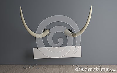 Banner on tusks of elephant Cartoon Illustration