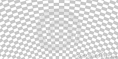 Banner twisted convex seamless chessboard, checkered background distortion wave, checkerboard optical illusion mosaic pattern Vector Illustration