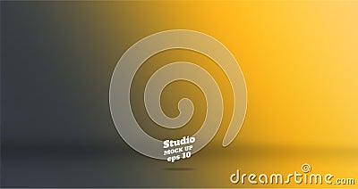 Banner vector abstract background of empty two tone gradient yellow to dark grey studio room,Template mock up for display of prod Stock Photo
