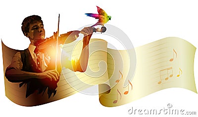 Vector banner with violinist Vector Illustration