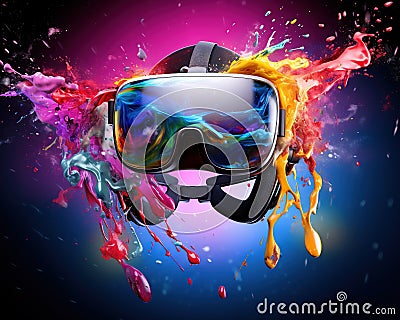 banner for a virtual reality helmet. Stock Photo