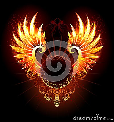 Banner with wings phoenix Vector Illustration