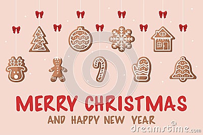 Banner with winter homemade sweets Vector Illustration