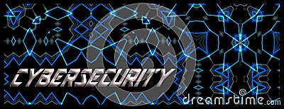 Banner tech style `Cybersecurity` Stock Photo