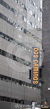 Banner of 'Dos Amigos' in New York City, the United States Editorial Stock Photo