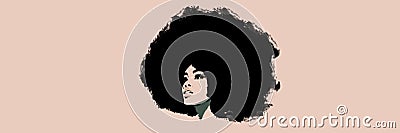 Banner 800 x 200 pixels header black afro hairstyle woman beauty Stock Photo