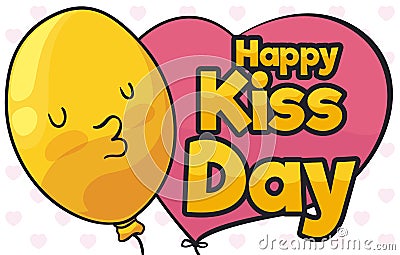 Cute Balloon Smooching you in Kiss Day Celebration, Vector Illustration Vector Illustration