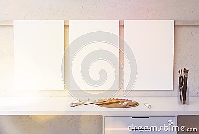 Banners above desktop toning Stock Photo