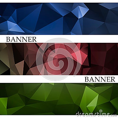 Banners with abstract multicolored polygonal mosaic background. Stock Photo