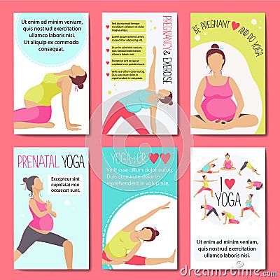 Banners for advertising pregnant yoga. Vector Illustration