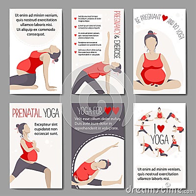 Banners for advertising pregnant yoga. Vector Illustration