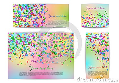 Banners of different sizes with confetti Vector Illustration