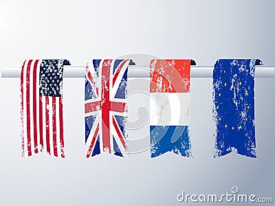Banners of flags in grunge. Vector Illustration