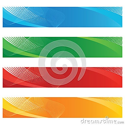 Banners in halftone and curved lines Vector Illustration