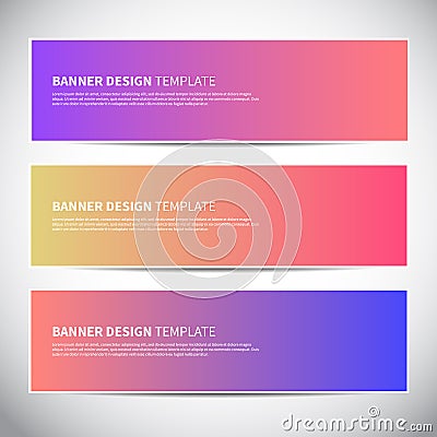 Banners or headers with trendy bright gradient colorful background Vector Illustration