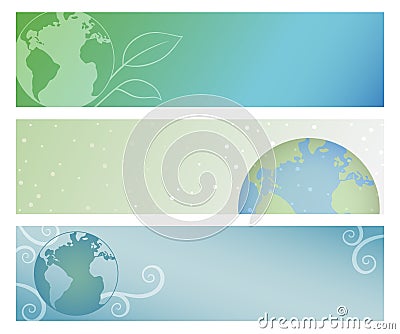 A set of three Earth banners in gradients Vector Illustration