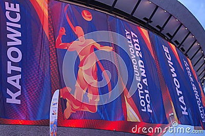 Banners of the 2017 Men`s European Volleyball Championship Editorial Stock Photo