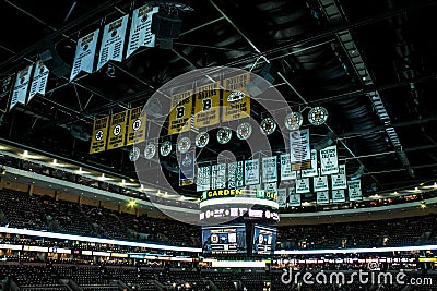 Banners on the Rafters at TD Garden, Boston Editorial Stock Photo