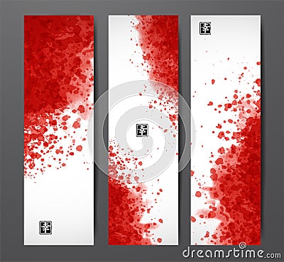 Banners with red blood splashes on realistic paper background. Vector Illustration