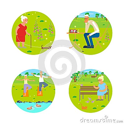 Banners of Retired elderly seniors Vector Illustration