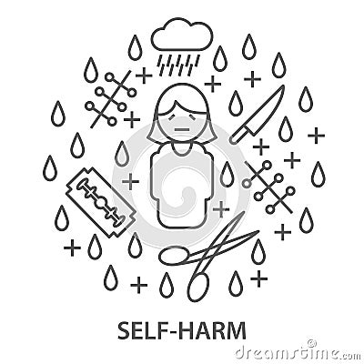 Banners for self harm Vector Illustration