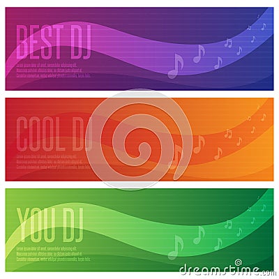 banners set of dj and music theme Vector Illustration